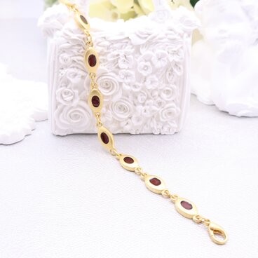 【フランス買付】 アンバーカラー× ゴールド オーバルブレスレット＊Amber Color Bracelet1980s