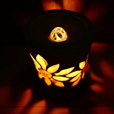 ビー玉◆竹灯り・竹あかり・竹灯籠　全面彫　 ～～ 癒しの灯り ★花★～～