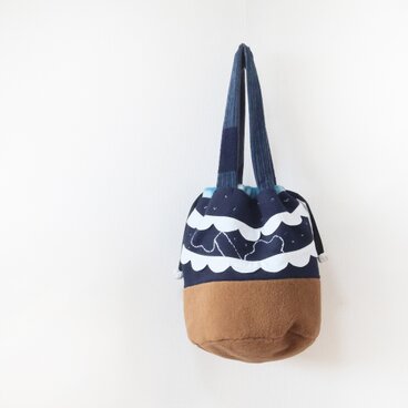 巾着バケツバッグ　fuwasora night sky