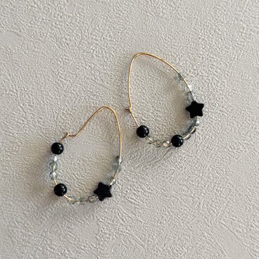 スタービーズゴールドワイヤーラウンドピアス