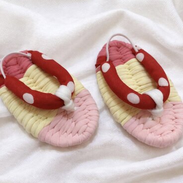 ベビー　布わらじ　餅踏み　誕生日　赤ちゃん　草履 ゴム付き