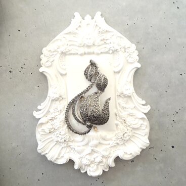 【フランス買付】マーカサイトフローラルモチーフ ブローチ＊Marcasite Style Brooch 1960s–1970s