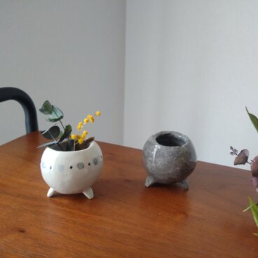 まるこ 2つ　（白＆グレー マーブル）