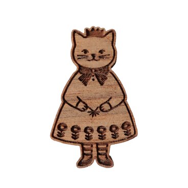 【木ｔｃｈ】クルミの木・ブローチ（プリンセスキャット）