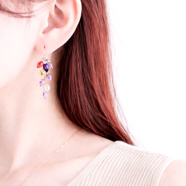 アメジストxカーネリアン シャンデリアピアス14kgf