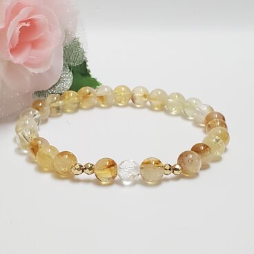 シトリン×水晶×ヘマタイト＊ブレスレット＊天然石＊お守り＊シトリンブレスレット＊天然石ブレスレット＊11月誕生石