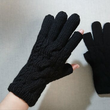 スマホ対応手袋メリノウール100% 黒(メンズM)のコピー