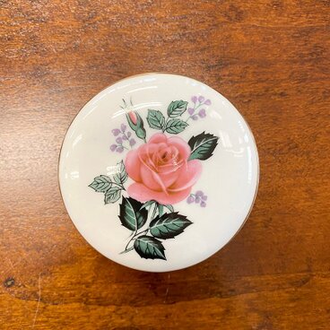 ボンボニエール ボタニカル調バラ 陶器の小物入れ 12otbo24