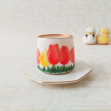 香蘭社｜KORANSHA｜チューリップ｜カップ｜湯呑み｜茶托｜有田焼｜日本