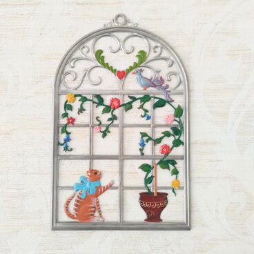 Wilhelm Schweizer｜窓際の猫｜ヴィルヘルム・シュヴァイツァー｜すず飾り｜ピューター｜ドイツ