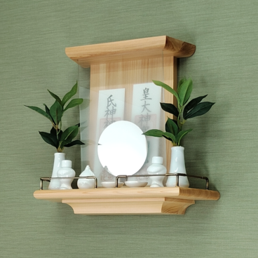 【 未来を拓く神棚　 神の鏡 】三河桧無垢材 二社宮神棚 　　　セルフコーチング　　　神鏡は1枚ずつ職人の手作り