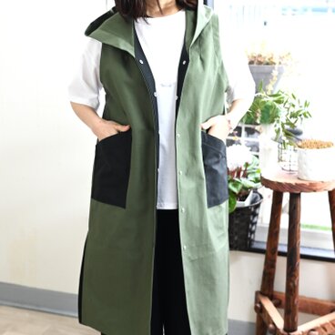 NEW:フーディロングベスト・グリーン