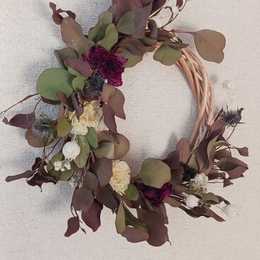 (送料無料)ドライフラワーリース　ユーカリと、