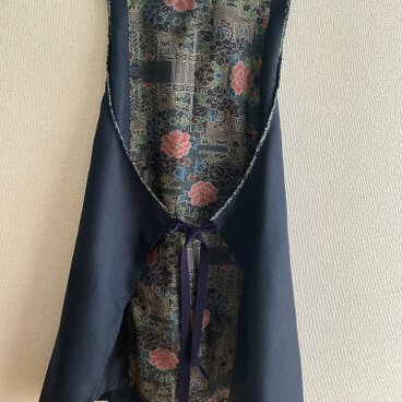 大島紬のエプロンドレス