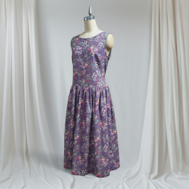 綿麻ノースリーブワンピース(モーブ）