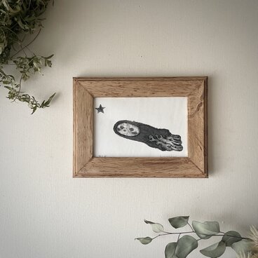 一点もの 版画 ドライポイント『ゆくよ。』