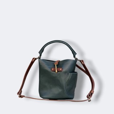 500mlボトルが入るバケツ型2wayレザーハンドバッグ ネイビー【OR901S】