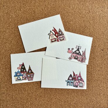 カフェ風イラストメッセージカード　20枚