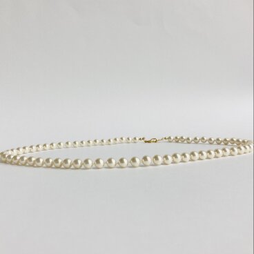 ガラスパールオールノットミディアムネックレス/6mm約50cm/ホワイトベージュ/G/made in japan