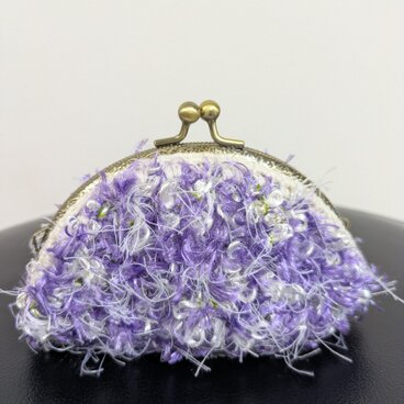 57*ハンドメイド☆ふわふわがま口☆コインケース☆フラワー☆ラベンダー