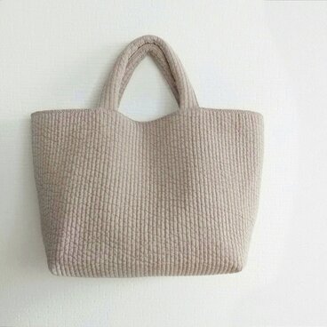 グレージュ ヌビ マチ広トートバッグxl