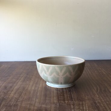 ボウル碗　並びうさぎ緑