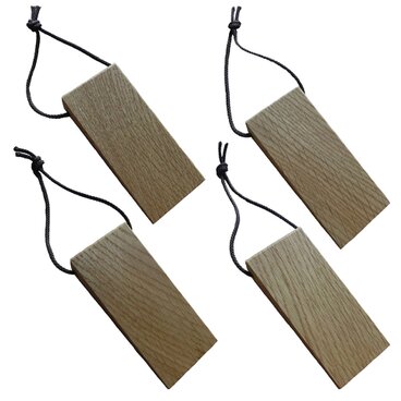 ドアストッパー ミニ 木地 ④ ドア止め 木製 4こセット くさび ウッドロック 楢無垢材 幅4奥行8.5高さ1.8(cm)