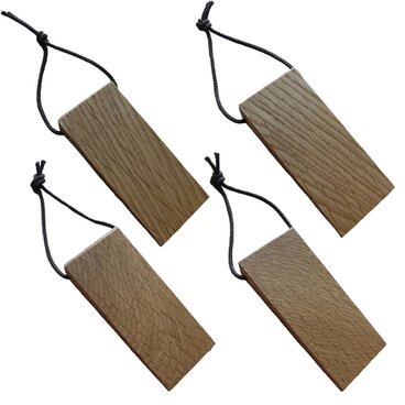 ドアストッパー ミニ 木地 ⑤ ドア止め 木製 4こセット くさび ウッドロック 楢無垢材 幅4奥行8.5高さ1.8(cm)