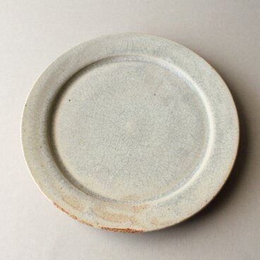 竹炭貫入　リム付8寸皿