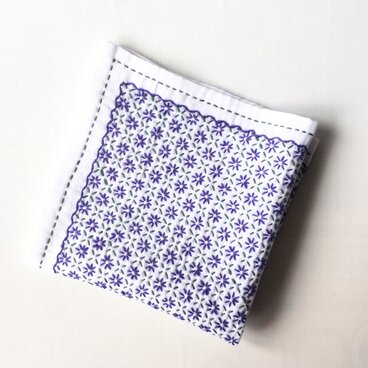 刺し子のふきん/カバー  『 紫色のひな菊/デイジー』