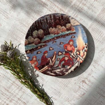 夏の夜の魚焼き＊北欧＊絵本のような壁飾り／ARABIA／ウォールプレート