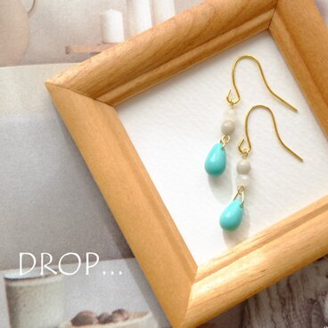 d80-39【ターコイズグリーン】ドロップのアレンジピアス（パーツ変更可能）14kgf　サージカル
