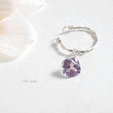 silver925 スクエアアメジストイヤーカフ (片耳) 【AT-612EC】