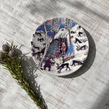 サーミ族の冬のキャンプ＊北欧＊絵本のような壁飾り／ARABIA／ウォールプレート