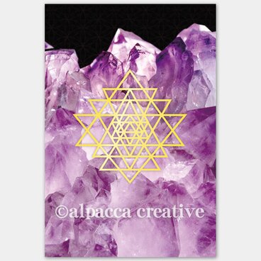 水晶とヤントラ【神聖幾何学ポストカード】(2枚セット)