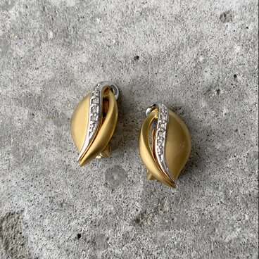 Vintage 80s-90s retro crystal bijou classical design earring