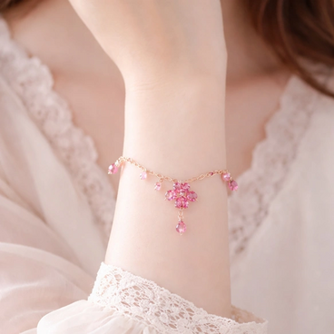 桜 ― Pink Sapphire & Pink Topaz ブレスレット14kgf
