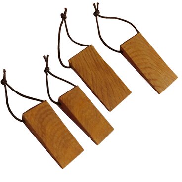 ドアストッパー ミニ ライトブラウン ① ドア止め  木製  4こセット くさび ウッドロック 天然杢楢無垢材