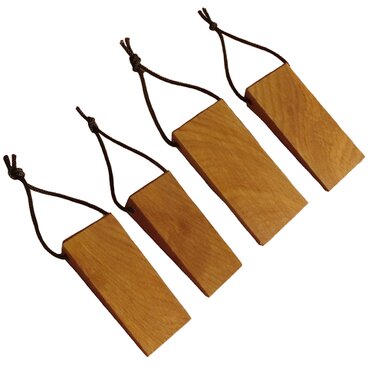 ドアストッパー ミニ ライトブラウン ② ドア止め  木製  4こセット くさび ウッドロック 天然杢楢無垢材