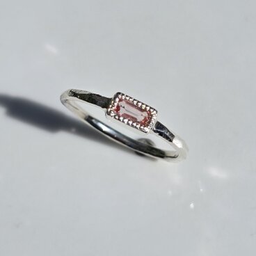 インペリアル　トパーズ　0.2ct　オクタゴンカット　ミル打ち　シルバーSV925リング