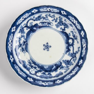 古伊万里 染付松竹梅文七寸皿 明治時代 F131-A