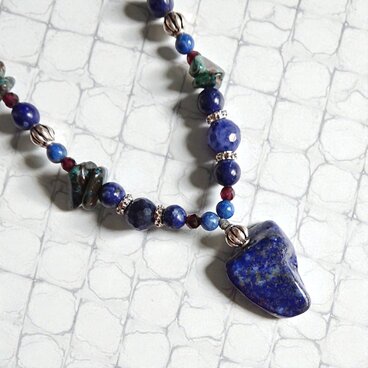 ラピスラズリのフリーサイズネックレス　Y-2103
