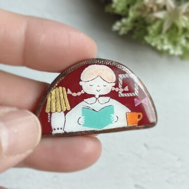 ブローチ in my room　ステンドグラスブローチ