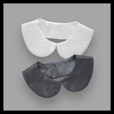 サテンレース　つけ襟　フラットカラー　丸襟　ホック　クラシック 黒　オフホワイト　白　フォーマル　卒業式　入学式　卒園式