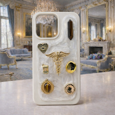 【金運・守護】天然タイガーアイ使用 神秘モチーフ 立体スマホケース