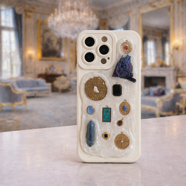 【神秘と守護】天然石×アンティークモチーフ 立体デザインスマホケース｜一点物