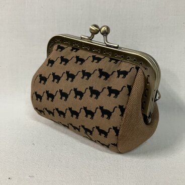 柿渋染め　ぷっくりがま口（角）26B8