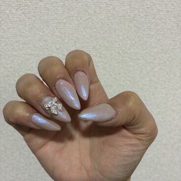 オーロラヴェールのサンドベージュネイル(サイズオーダー製)