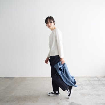 MVSコットン/センターバックロンティー/white/size1・2