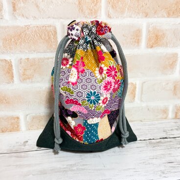 巾着袋　小　【和柄・金華物語】